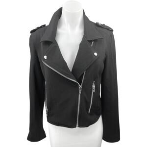 BlankNYC Women's Black Asymmetrical Zip Collar Moto Biker Bomber Coat Jacket S